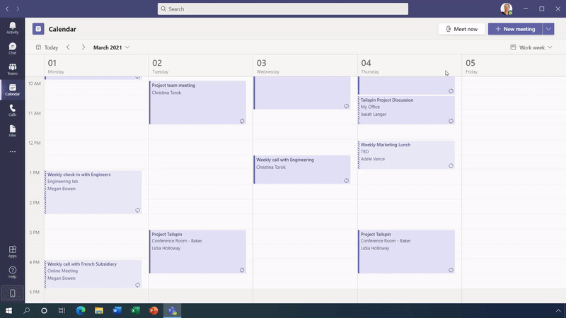 Visualization of scheduling webinars in Microsoft Teams