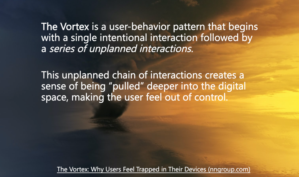 Photo with sky and text explaining what the Vortex is. The vortex is explained in the following paragraph. 