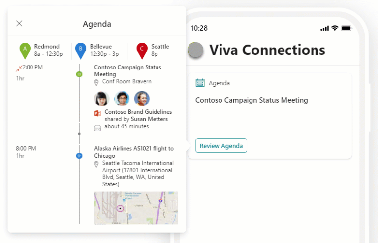 Visualization of the Viva Connections sample